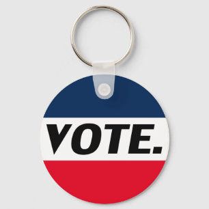 "Vote" Black letters, red blue white background Key Ring