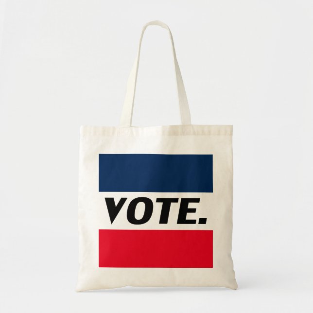 "Vote" Black letters, red blue white background Tote Bag (Front)