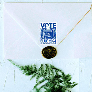 Vote Blue 2024 Ballot Box US Presidential Election Rubber Stamp