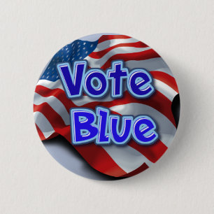 Vote Blue 6 Cm Round Badge