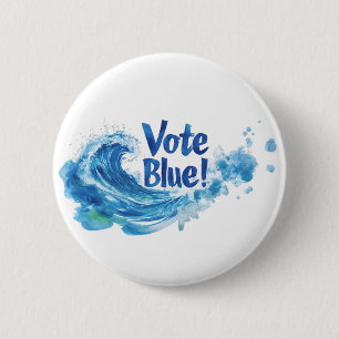 Vote Blue 6 Cm Round Badge