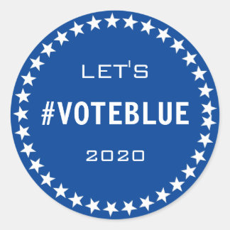 Vote Blue American Flag Theme Election Custom Classic Round Sticker