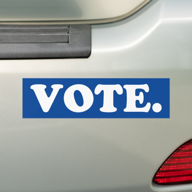 Vote blue and white modern typography bumper sticker (On Car)