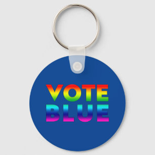 "vote blue" blue, pride lgbtq, lgbt rainbow colour key ring