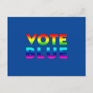 "vote blue" blue, pride lgbtq lgbt rainbow colours postcard