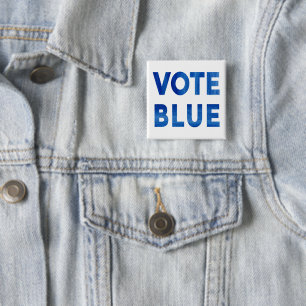 Vote Blue bold watercolor text political 15 Cm Square Badge