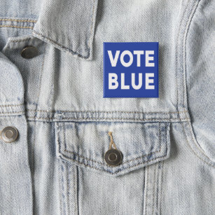 Vote Blue bold white text on blue political 15 Cm Square Badge