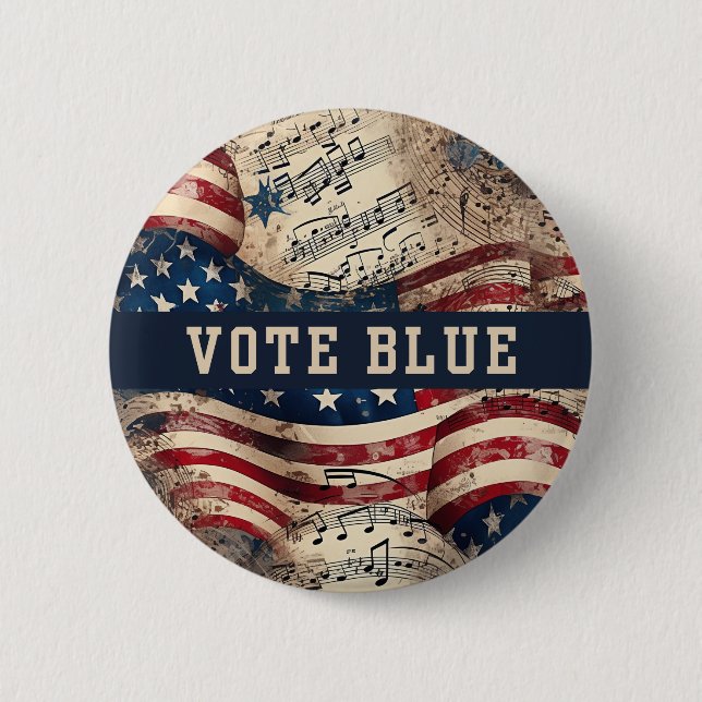 Vote Blue Button, Democratic Party Election PIns (Front)