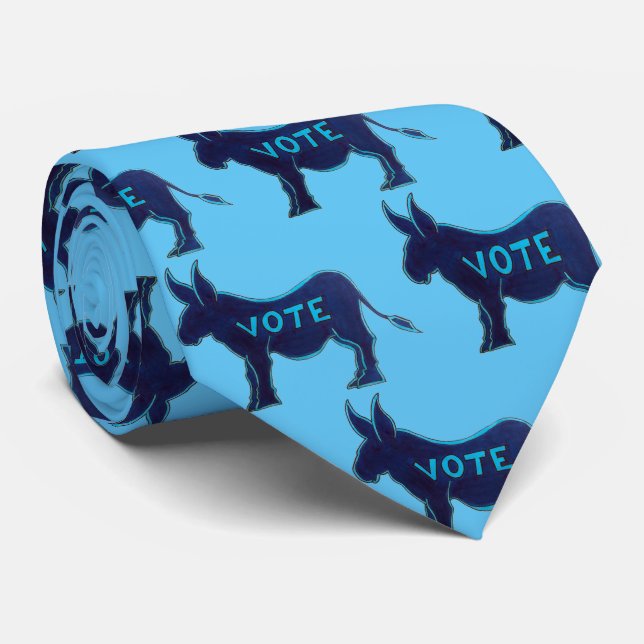 VOTE Blue Donkey Democratic Election Day USA Tie (Rolled)