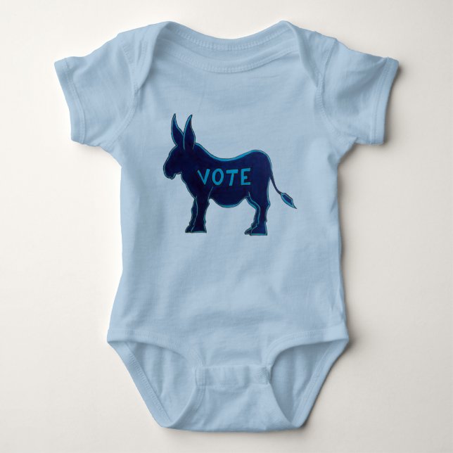 VOTE Blue Donkey Election Day USA Voting Patriotic Baby Bodysuit (Front)