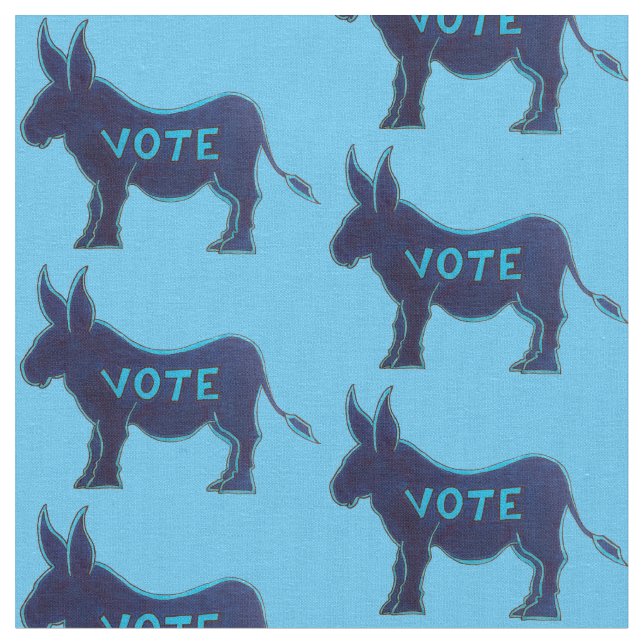 VOTE Blue Donkey November 2020 Election Day USA Fabric (Close Up)