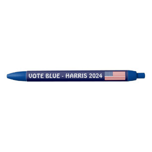 Vote Blue Kamala Harris 2024 Political Election Black Ink Pen