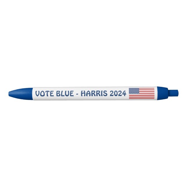 Vote Blue | Kamala Harris 2024 Political Election Black Ink Pen (Front)