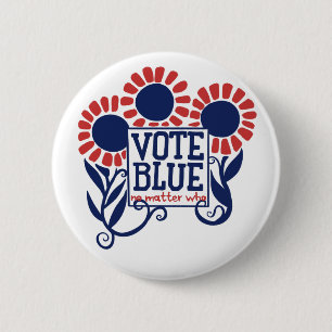 Vote blue no matter who 2020 6 cm round badge