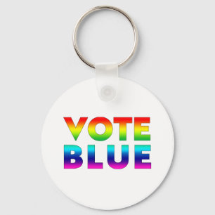 Vote blue pride lgbtq, lgbt rainbow white key ring