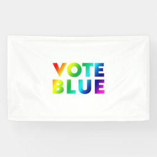 Vote Blue, pride rainbow colours lgbtq white Banner