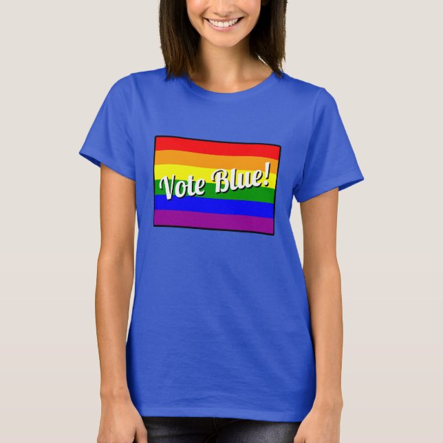 Vote Blue Rainbow T-Shirt (Front)
