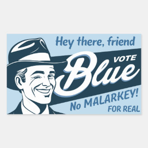 Vote Blue Retro Funny Guy Sticker Rectangle