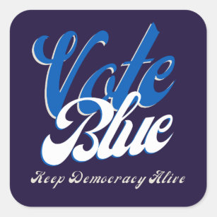 Vote Blue Retro Style Word Art   Square Sticker