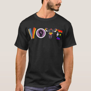 Vote Books Fist Ovaries LGTBQ Gifts Men Women  T-Shirt