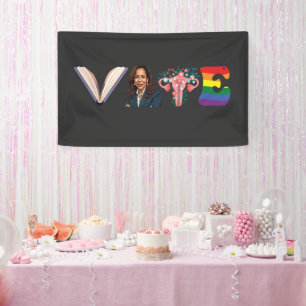 VOTE Books Uterus LGBT Kamala Harris Walz Election Banner