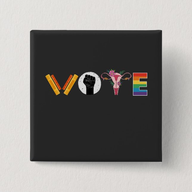 VOTE Books Uterus LGBT Support 15 Cm Square Badge (Front)