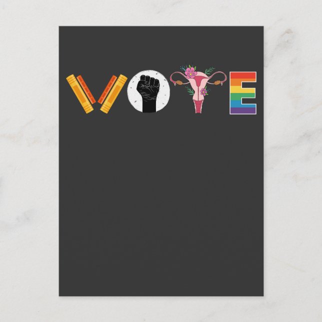 VOTE Books Uterus LGBT Support Invitation Postcard (Front)