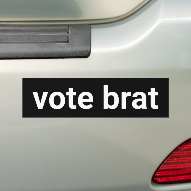 Vote brat funny minimalist white black democrat bumper sticker (On Car)
