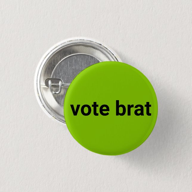 Vote brat kamala simple black and lime green 3 cm round badge (Front & Back)