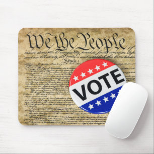 Vote Button On US Constitution Mouse Pad