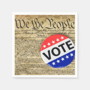 Vote Button On US Constitution Napkin