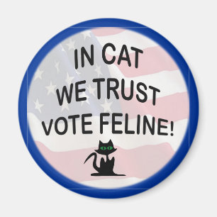 Vote Cat with American Flag Magnet