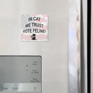 Vote Cat with American Flag Magnet