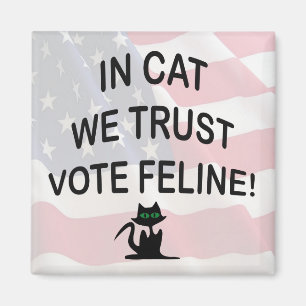 Vote Cat with American Flag Magnet