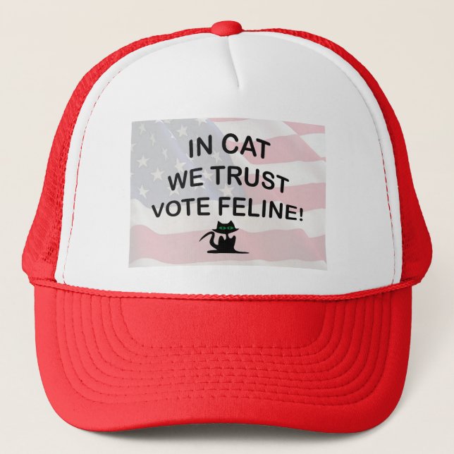 Vote Cat with American Flag Trucker Hat (Front)