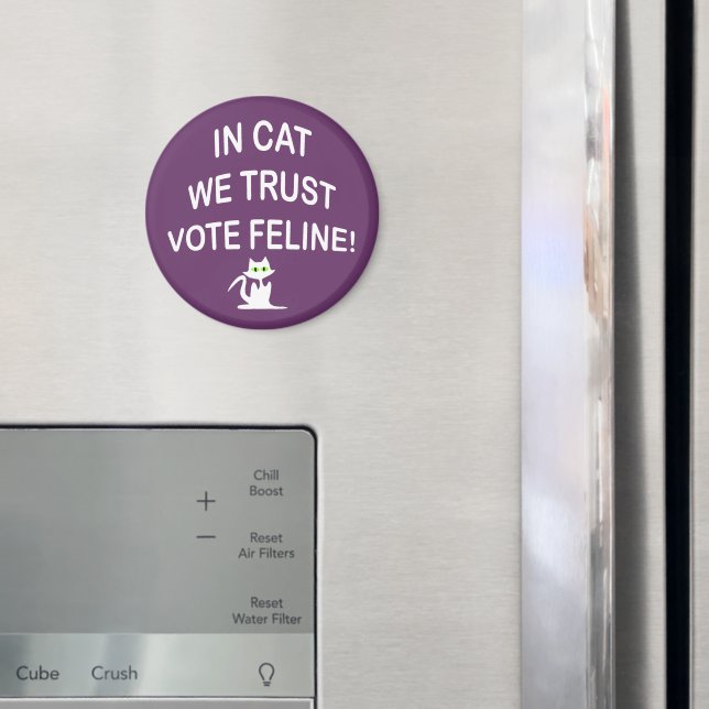 Vote Cat with White Text Magnet (In Situ (Fridge))