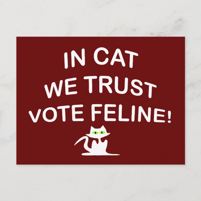 Vote Cat with White Text Postcard (Front)