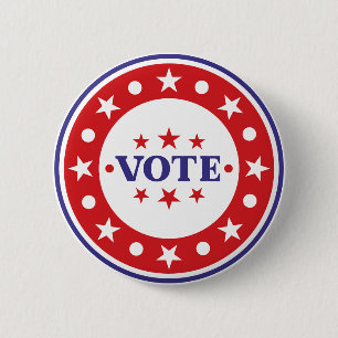 Vote Classic Red White and Blue Modern Political 6 Cm Round Badge