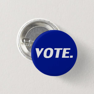 Vote cobalt blue and white pin button