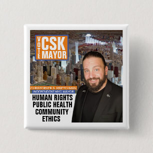 Vote CSK NYC Mayor 2021 15 Cm Square Badge