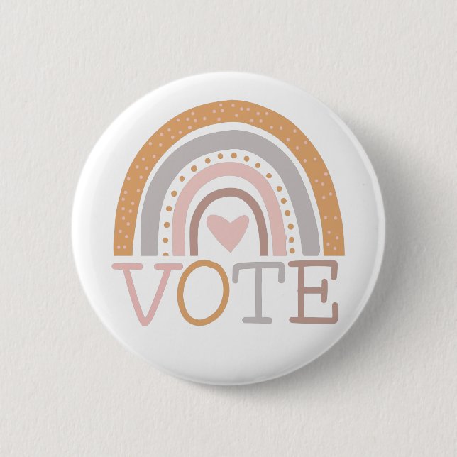 Vote | Cute Pastel Rainbow Text Design 6 Cm Round Badge (Front)