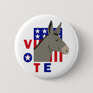 VOTE DEMOCRAT DONKEY 6 CM ROUND BADGE