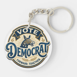 Vote Democrat Forward Together – Vintage Patriotic Key Ring