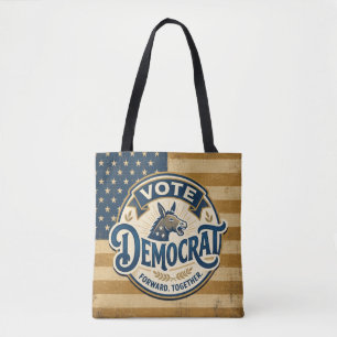 Vote Democrat Forward Together – Vintage Patriotic Tote Bag