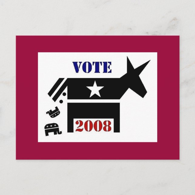 VOTE DEMOCRAT IN 2008 POSTCARD (Front)
