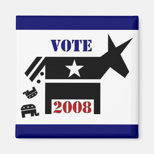 VOTE DEMOCRAT IN 2008 SQUARE MAGNET (Front)