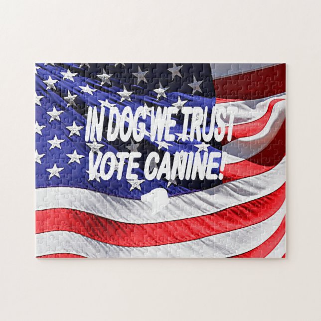 Vote Dog with American Flag Puzzle (Horizontal)