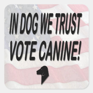 Vote Dog with American Flag Square Sticker