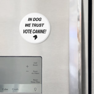 Vote Dog with Black Text Button Magnet
