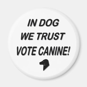Vote Dog with Black Text Button Magnet